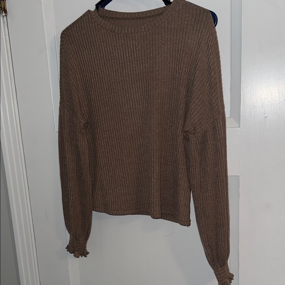 SHEIN Brown Ribbed Knit Top - Picture 1 of 3